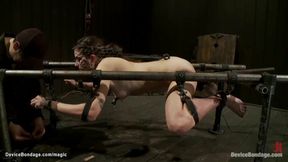 bound video: Strapped to parallel bars slave fucked