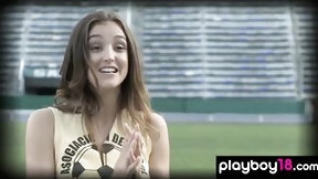 football video: Footballer Bombshell Danielle Mathers and GFs flashing long titties on
