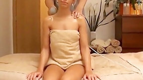tourist video: blonde married tourist gets oil massage in japanese parlor
