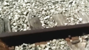 homeless video: Ugly homeless whore sucking black delicious slong outdoor railroad