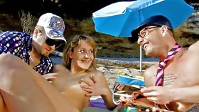 french big cock video: French teen Evy Sky has a very crazy anal threesome on the beach