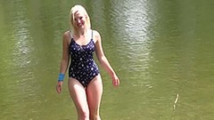 forest video: Lovita Fate got talked into fucking with a friend in a lake