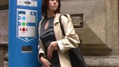 exhibitionist video: Immaculate solo model in nylon stockings masturbating in the street