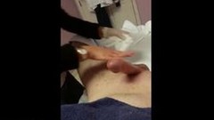 asian massage video: Asian lady waxing and massaging make dick cum
