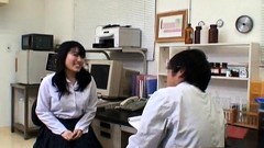 asian nurse video: Sexy Milf inside nurse uniform stretching hairy pussy