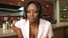 waitress video: Black waitress fucks the chef in the restaurant